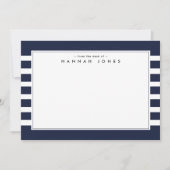 Carte De Correspondance Bordure à rayures blanches bleu marine moderne (Devant)