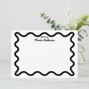 Carte De Correspondance Bordure Black Wavy Merci personnalisé