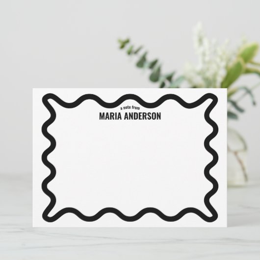 Carte De Correspondance Bordure Black Wavy personnalisée (Debout devant)