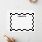 Carte De Correspondance Bordure Black Wavy personnalisée (Devant/Arrière en situation)