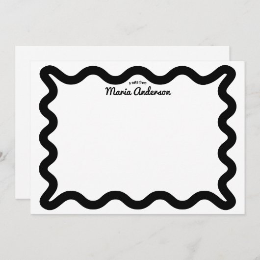 Carte De Correspondance Bordure Black Wavy personnalisée (Devant / Derrière)