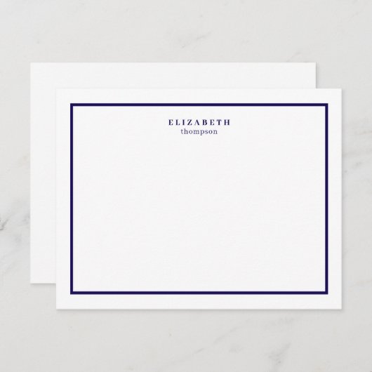 Carte De Correspondance Bordure bleu foncé moderne simple (Devant / Derrière)