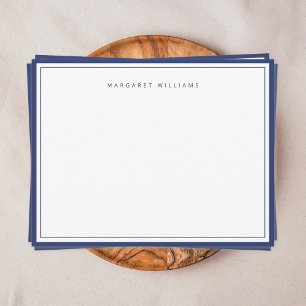 Carte De Correspondance Bordure bleu marine élégante Simple minimaliste
