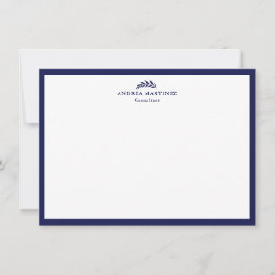 Carte De Correspondance Bordure bleu marine moderne professionnelle épaiss