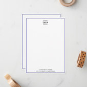 Carte De Correspondance Bordure bleue professionnelle du logo professionne (Devant/Arrière en situation)