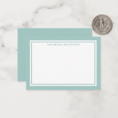 Carte De Correspondance Bordure Bleue Sarcelle Monogramme de Nom Minimalis (Devant/Arrière en situation)