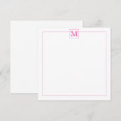 Carte De Correspondance Bordure Carré simple Magenta Initial Monogramme (Devant / Derrière)