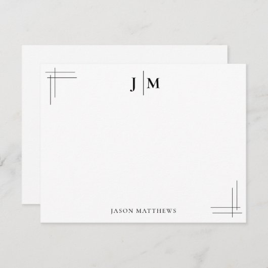 Carte De Correspondance Bordure classique 2 Monogramme initial (Devant / Derrière)