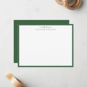 Carte De Correspondance Bordure classique Hunter Green (Devant/Arrière en situation)
