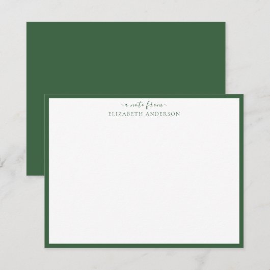 Carte De Correspondance Bordure classique Hunter Green (Devant / Derrière)
