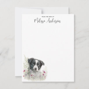 Carte De Correspondance Bordure Collie Chien Personnalisé Aquarelle Chiot