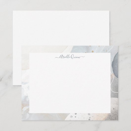 Carte De Correspondance Bordure d'aquarelle terrestre Abstraite personnali (Devant / Derrière)