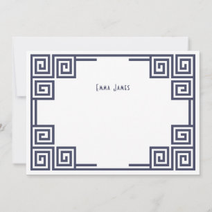 Carte De Correspondance Bordure de clé grecque bleu marine Stationery pers
