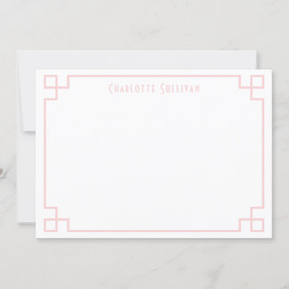 Carte De Correspondance Bordure de clé rose pâle Papier à lettres personna