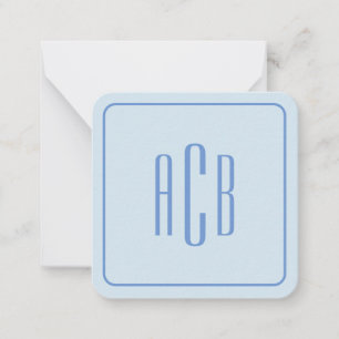 Carte De Correspondance Bordure de monogramme à trois lettres bleu barbeau