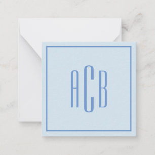 Carte De Correspondance Bordure de monogramme bleu à trois lettres simple