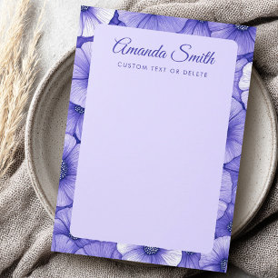 Carte De Correspondance Bordure de motif de fleur violette nom de script é