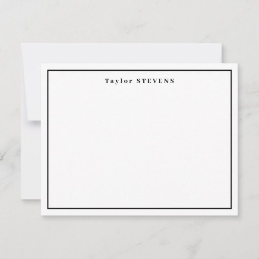 Carte De Correspondance Bordure de nom blanc noir (Devant)