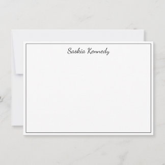 Carte De Correspondance Bordure de script noir élégant personnalisée