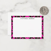 Carte De Correspondance Bordure décorative rose chaud moderne (Devant/Arrière en situation)