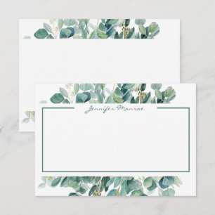 Carte De Correspondance Bordure d'eucalyptus personnalisée avec lignes