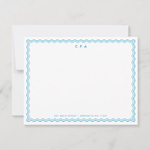 Carte De Correspondance Bordure d'onde classique simple en bleu clair 3 Mo