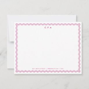 Carte De Correspondance Bordure d'onde classique simple Magenta rose 3 Mon