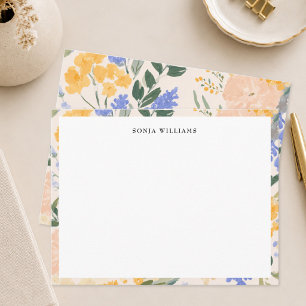 Carte De Correspondance Bordure élégante à motif floral aquarelle