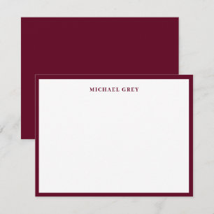 Carte De Correspondance Bordure élégante bordeaux foncé Monogramme
