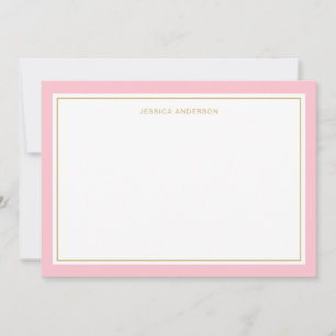 Carte De Correspondance Bordure Elégante Et Feminine Or Rose Personnalisée