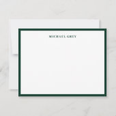Carte De Correspondance Bordure élégante vert foncé Monogramme (Devant)