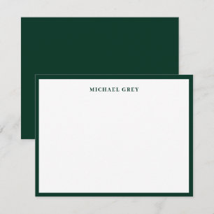Carte De Correspondance Bordure élégante vert foncé Monogramme
