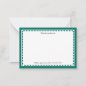 Carte De Correspondance Bordure et points Turquoises classiques Monogramme (Devant)