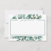 Carte De Correspondance Bordure Eucalyptus personnalisée doublée (Devant)