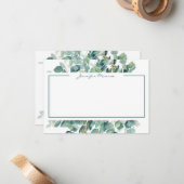 Carte De Correspondance Bordure Eucalyptus personnalisée doublée (Devant/Arrière en situation)