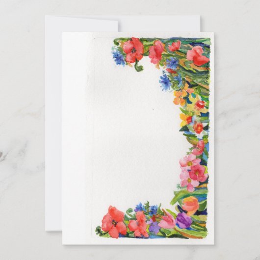 Carte De Correspondance bordure florale d'aquarelle vive (Devant)