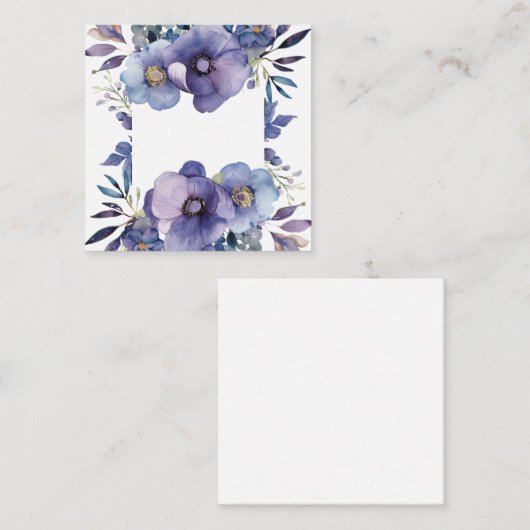 Carte De Correspondance Bordure florale de l'anémone violet (Devant / Derrière)