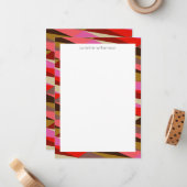 Carte De Correspondance Bordure géométrique audacieuse des années 60 (Devant/Arrière en situation)