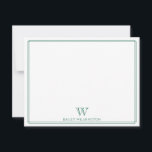 Carte De Correspondance Bordure Moderne Verte Chasseur Monogramme Initial<br><div class="desc">Ce design présente une double bordure fine avec un espace pour un monogramme et un nom/texte en bas. Cliquez sur le bouton personnaliser si vous souhaitez ajuster les éléments de design et/ou modifier davantage le texte ! Des variations de ce design, des couleurs supplémentaires, ainsi que des produits coordonnés sont...</div>
