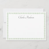 Carte De Correspondance Bordure mosaïque vert sauge clair nom blanc (Devant)