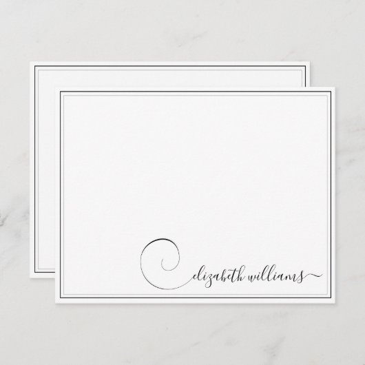 Carte De Correspondance Bordure noire Calligraphie manuscrite Stationgraph (Devant / Derrière)