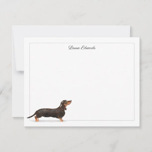Carte De Correspondance Bordure noire Tan Dachshund Gris Personnalisée