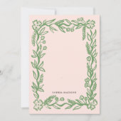 Carte De Correspondance Bordure ondulée florale rose vert (Devant)