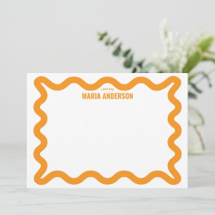 Carte De Correspondance Bordure orange ondulée rétro personnalisée