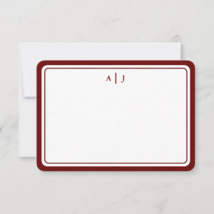 Carte De Correspondance Bordure ronde minimaliste du monogramme du marron