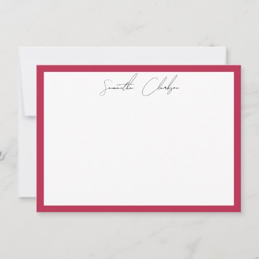 Carte De Correspondance Bordure rose chaud magenta simple Script manuscrit (Devant)
