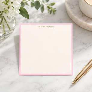 Carte De Correspondance Bordure Rose Minimaliste Nom Personnalisé