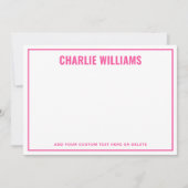 Carte De Correspondance Bordure rose moderne vierge (Devant)