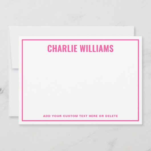 Carte De Correspondance Bordure rose moderne vierge (Devant)