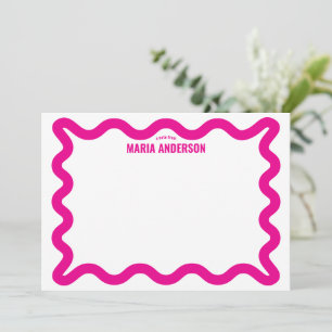 Carte De Correspondance Bordure rose rose rétro personnalisée